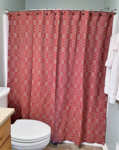 BAYBERRY WEAVE CRANBERRY/TAN SHOWER CURTAIN